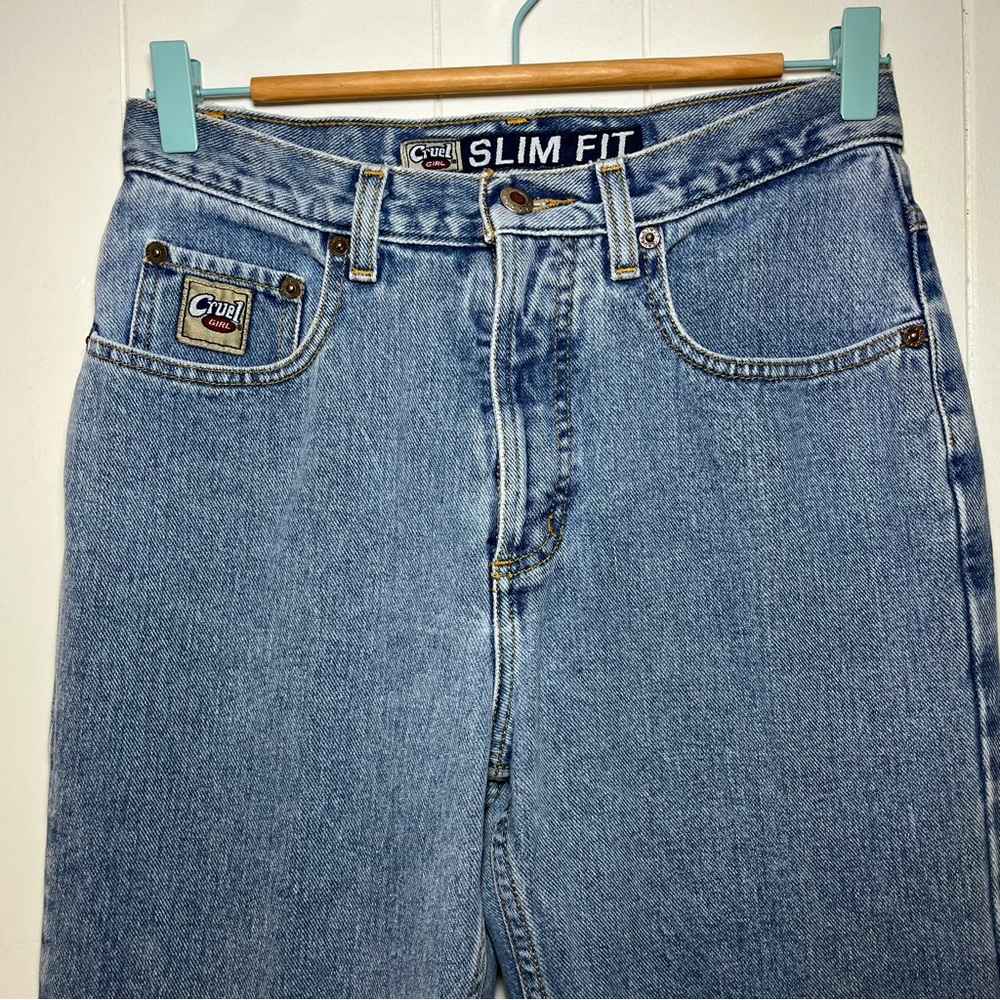 Cruel Girl Slim Fit Medium Wash Straight Leg Jeans Size 9 Long Retro Butter Mom - Picture 4 of 10